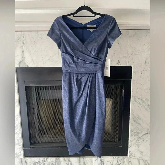 Theia Metallic Navy Dress| Size 4 - Picture 2 of 11